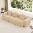 thumbnail image 1 of Newest 108" 3-Seater Modular Velvet Sofa, Deep-Seat Design with Throw Pillows & No Assembly Required, Light Camel, 1 of 18