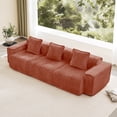 thumbnail image 1 of Newest 108" 3-Seater Modular Velvet Sofa, Deep-Seat Design with Throw Pillows & No Assembly Required , Red, 1 of 11