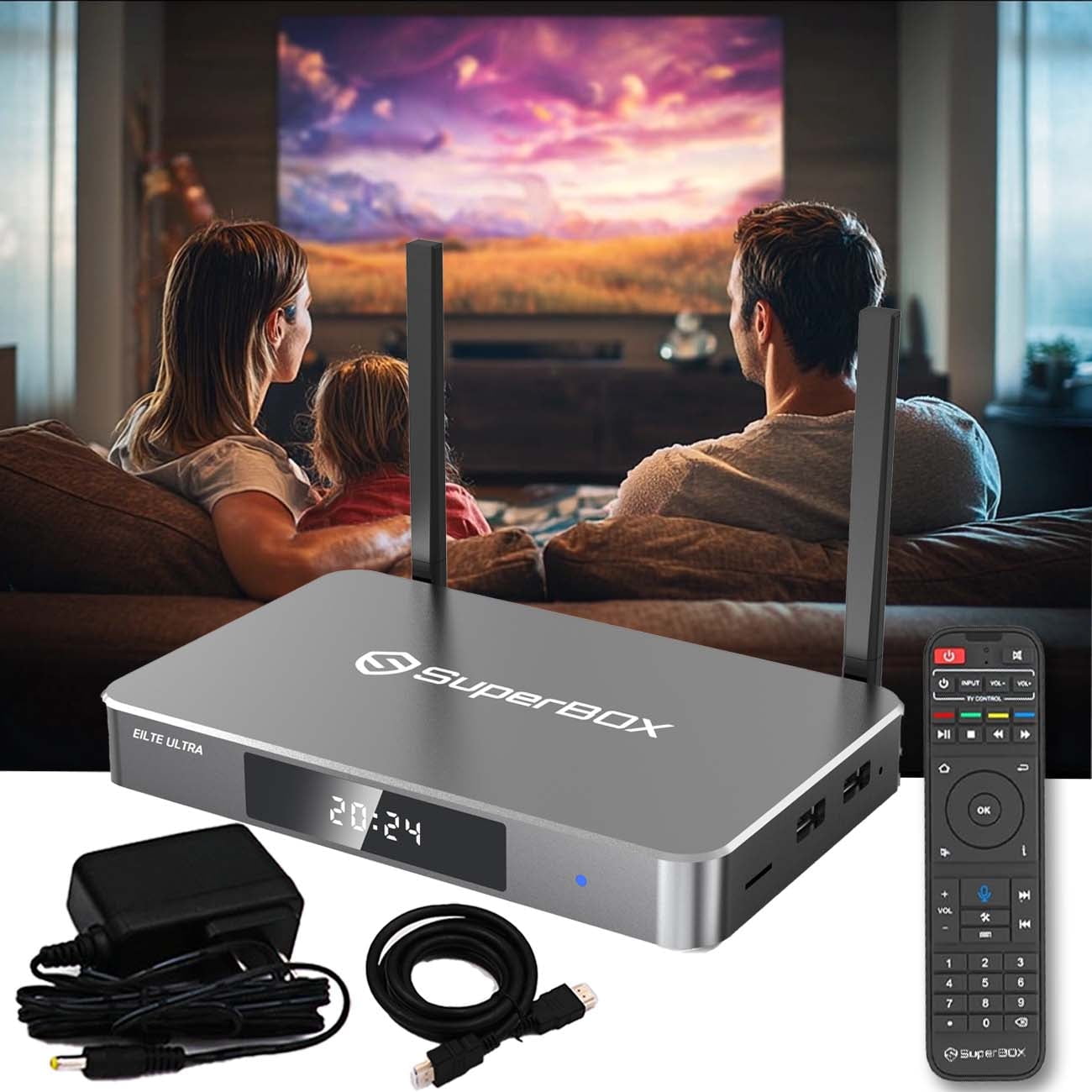 Newest Super Box S6 Eilte Ultra 2024-2025 Fully, 4G RAM+128G ROM Superbox with Voice Remote, 6K, Easy Setup Guide, Included Parental Control Time