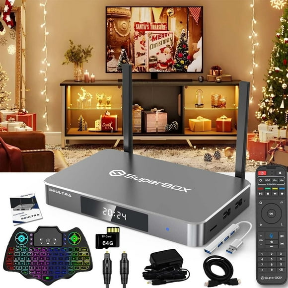 Newest Super Box S6 Ultra 2024-2025 Fully, 4G RAM+128G ROM Superbox with Voice Remote, 6K, Easy Setup Guide, Included Parental Control Time
