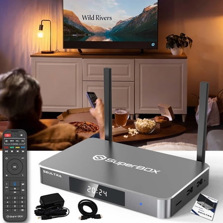 Newest Super Box S6 Ultra 2024-2025 Fully, 4G RAM+128G ROM Superbox with Voice Remote, 6K, Easy Setup Guide, Included Parental Control Time