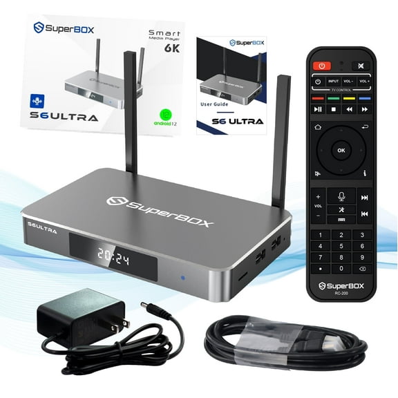 Newest Super Box S6 Ultra 2024-2025 Fully, 4G RAM+128G ROM Superbox with Voice Remote& Time Shift, Premium 6K, Easy Setup Guide (Parental Control Time Included)