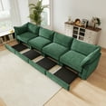 thumbnail image 1 of Newest Super Large Wide,Deep Seat Sofa Couch for 4 Persons, 4 Seater Sofa,Storage Pull out Drawer Under Each Seat, Chenille Green, 1 of 20