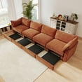 thumbnail image 1 of Newest Super Large Wide,Deep Seat Sofa Couch for 4 Persons, 4 Seater Sofa,Storage Pull out Drawer Under Each Seat, Chenille Orange, 1 of 20
