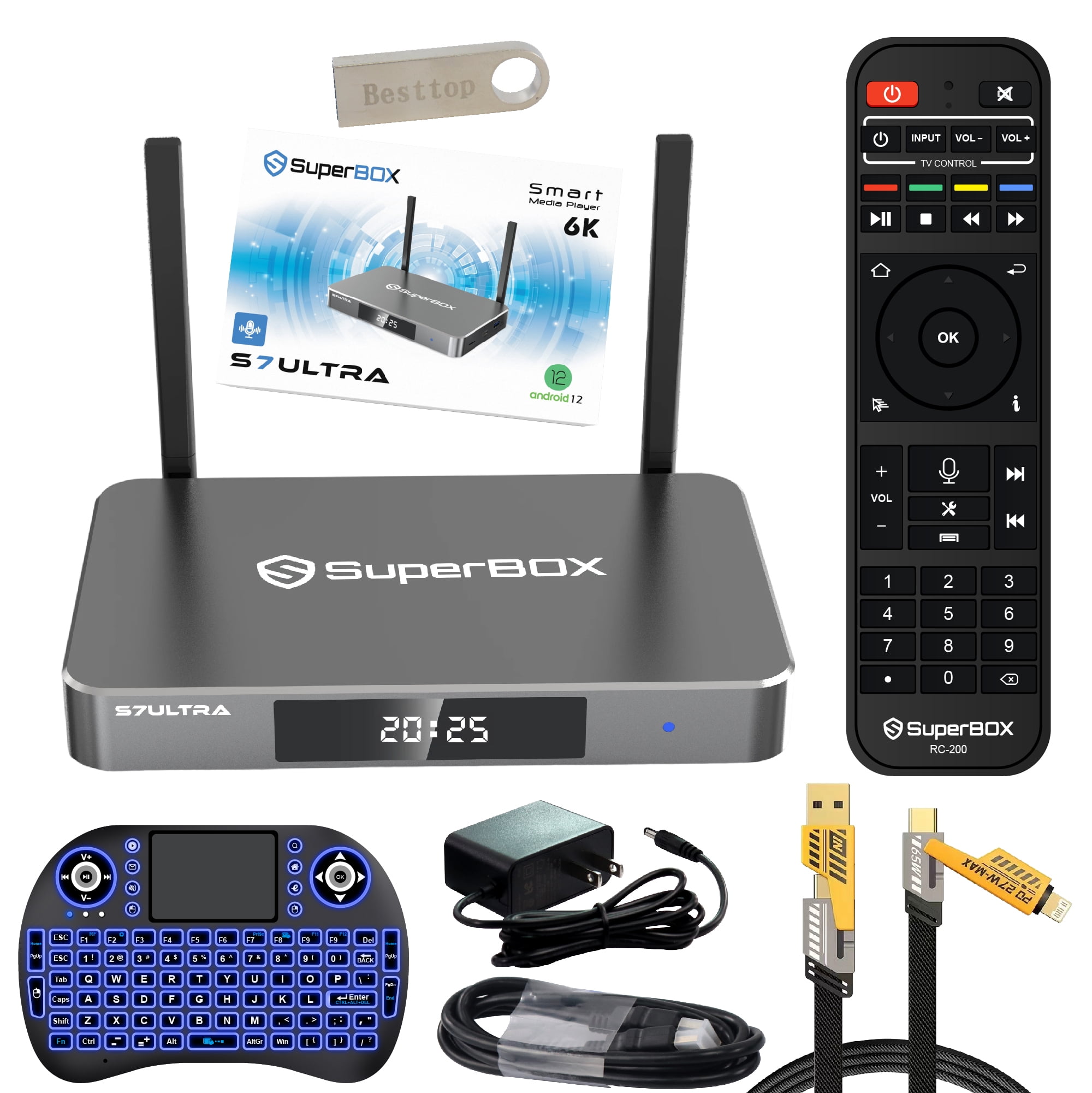 Newest SuperBox S7 Ultra 2026 Fully Loaded, 4G RAM+128G ROM Super Box with Voice Remote& 7-day Time Shift, Premium 6K, Easy Setup Guide (Parental Control Time Included)