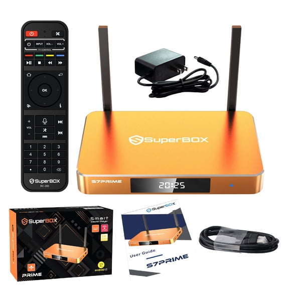 Newest Superbox S7 Prime 2025 Fully Loaded, Authorised Super Box S7prime with Voice Remote, Time Shif & Parental Controls, 4G+128G, 6K HDMI,  Android 12