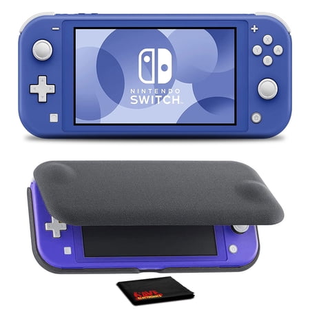 Newest Switch Lite (Blue) with Flip Cover Screen Protector and 6Ave Cleaning Cloth