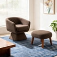 thumbnail image 1 of Newest Swivel Lounge Chair with Ottoman, 360° Rotating Modern Accent Chair Set, Compact for Small Space & Corner,Brown, 1 of 6