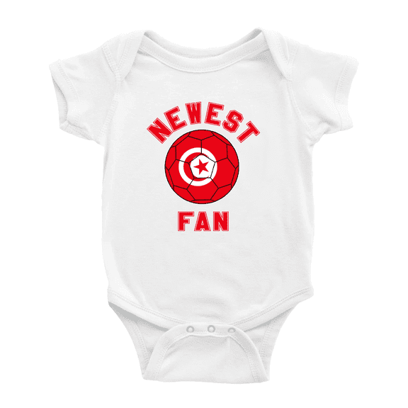 Newest Tunisia National Soccer Team Fan Baby Rompers Bodysuit (White, 18-24 Months)