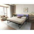 thumbnail image 1 of Newest Twin Daybed with RGB LED Lights & Charging Station, Height Adjustable Day Bed Frame with Trundle, Versatile Metal Sofa Bed Frame for Bedroom, Living Room, Guest Room, Black, 1 of 8