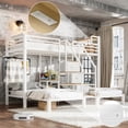 thumbnail image 1 of Newest Twin Over Twin Triple Metal Bunk Bed, Heavy-Duty 3-Bed Frame with Storage Stair Drawers for Bedroom, White, 1 of 13