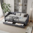 thumbnail image 1 of Newest Twin Size Daybed,Storage Drawers, Grey Velvet Upholstered Sofa Bed, Mid-Century Design, Wood Slat Support, 3-in-1 Use, 1 of 4