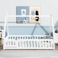 thumbnail image 1 of Newest Twin Tent-shaped Floor Bed,Teepee Bed with Guardrails,Slats , Door,White, 1 of 9
