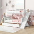 thumbnail image 1 of Newest Twin over Full Bunk Bed with 2 Drawers, Slide, Shelves, Ladder, Rubber Wood Bunk Bed with Slide, Drawers,White, 1 of 10