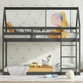 thumbnail image 1 of Newest Twin over Twin Rubber Wood Floor Bunk Bed, with ladder,Guardrails,House-Shaped-Bunk Bed, Black, 1 of 11