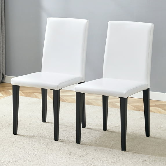 Newest Two Comfortable Pu Dining Chairs Multifunctional White Dining Chair 2 Pcs