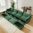 thumbnail image 1 of Newest U Shape 4 Seater Deep Seat Sofa Couch, Ottomans,4-Seat Sofa, 2 Movable Ottomans,Oversized Modular Sectional Sofa, 6 Seats, Storage Pull out Drawer Under Each Seat,Chenille Green, 1 of 20