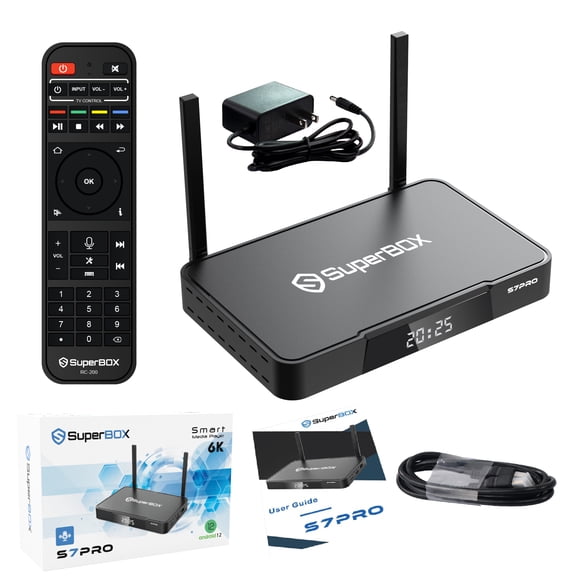 Newest Version 2026 Super-box S7 Pro Fully Loaded, Super Smart Me-dia Box S7pro with Voice Remote, 7-day Time Shif & Parental Controls, Easy Setup Gide Included