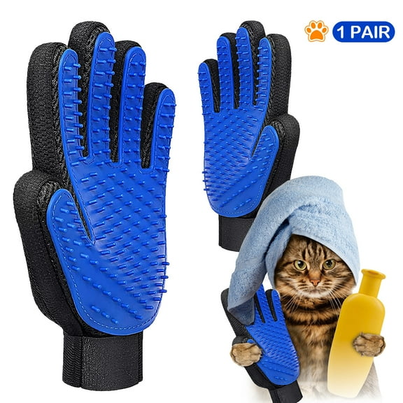 Newest Version - Pet Grooming Glove Deshedding Dog Hair Remover Comb and Cat Brush for Shedding - Massager Glove – Horse Brushes - Removes Tangles and Dirt for Long Fur Coats