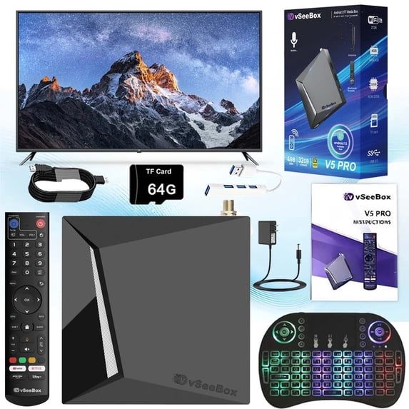 ITAIEEY Newest Vseebox V5 Pro Android TV Box 2024-2025 Fully,4G RAM+32G ROM TV Box,Voice Remote, 8K, Easy Setup Guide, Included Parental Control Time