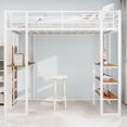 thumbnail image 1 of Newest White Loft Twin Bed with L Shaped Desk,Dual Stair Access, 360° Railing, Study & Storage for Teens, 1 of 13