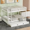 thumbnail image 1 of Newest Wood Queen Size Bunk Bed with Ladder , Trundle, White, 1 of 9