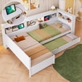 thumbnail image 1 of Newest Wood Twin Size L-shaped Platform Bed with Trundle , a Drawer, White, 1 of 9