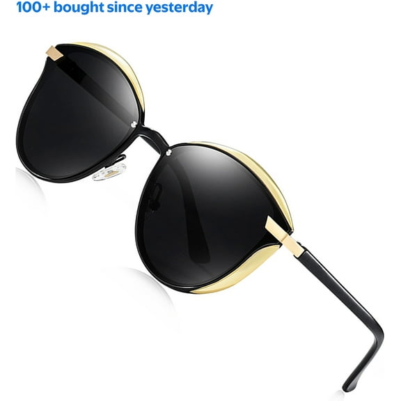 Newest Trendy Women's Oversized Polarized Sunglasses, High Quality, 100% UV400 Protection, HD VISUAL, Suitable for Driving, Outdoor, Traveling(Black）