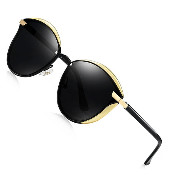 Newest Trendy Women's Oversized Polarized Sunglasses, High Quality, 100% UV400 Protection, HD VISUAL, Suitable for Driving, Outdoor, Traveling(Black）