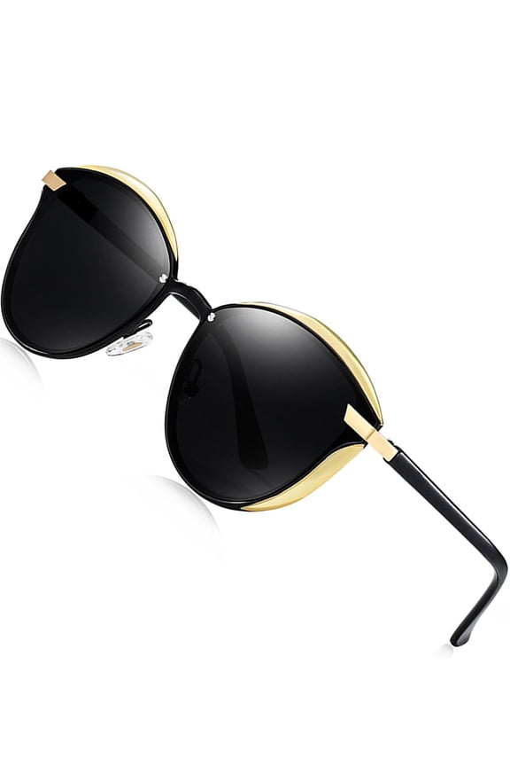 Newest Trendy Women's Oversized Polarized Sunglasses, High Quality, 100% UV400 Protection, HD VISUAL, Suitable for Driving, Outdoor, Traveling(Black）