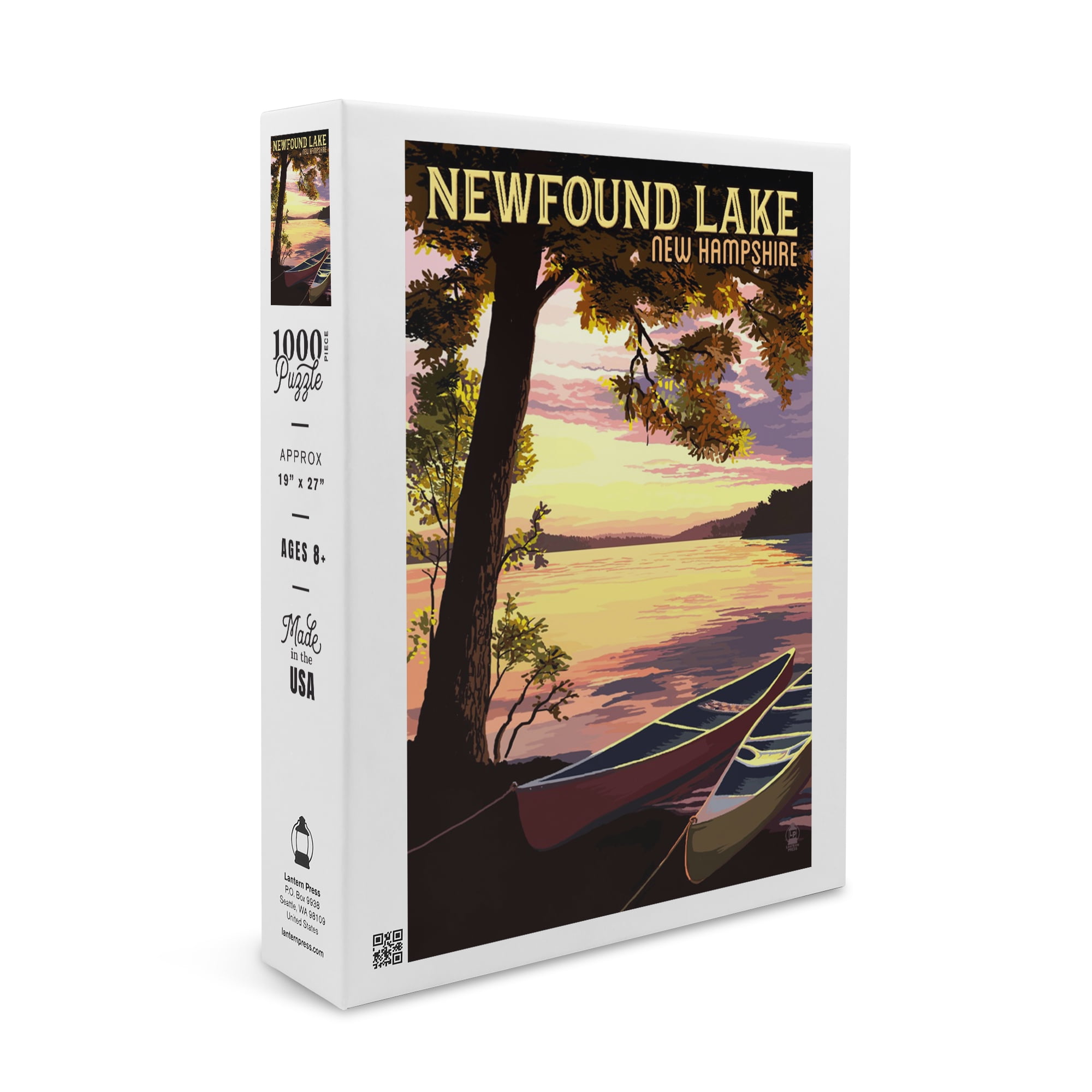 Newfound Lake, New Hampshire, Canoe and Lake at Sunset (1000 Piece