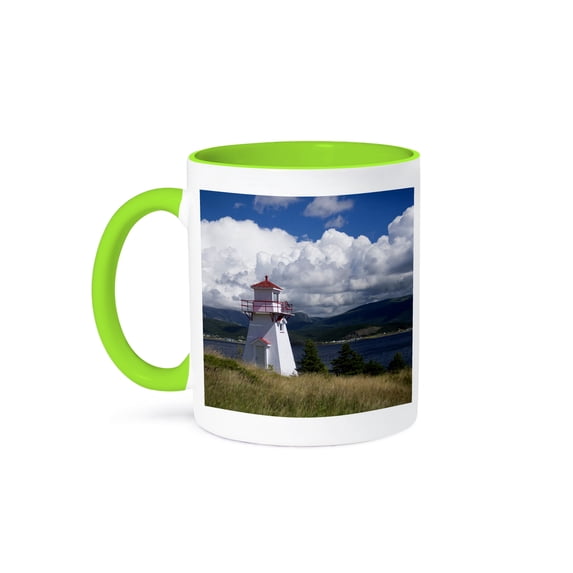 3dRose, Newfoundland and Labrador, Woody Point Lighthouse-CN05 PWA0110 - Patrick J. Wall, 15oz Two-Tone Green Mug