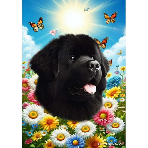 Newfoundland - Best of Breed Summer Butterflies Outdoor Garden Flag 12" x 17" Mailbox Flag Dog Flag