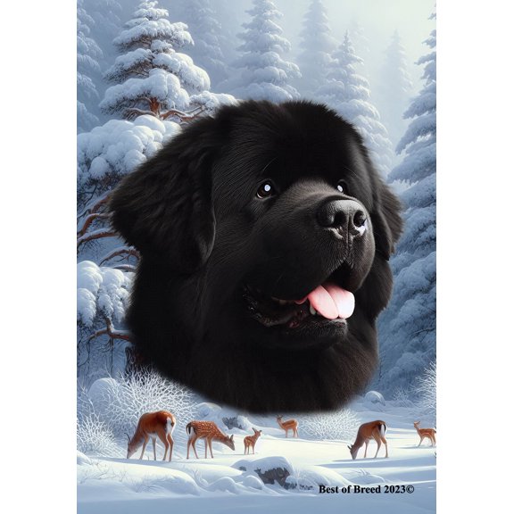 Newfoundland - Best of Breed Winter Wonderland Garden Flag 12" x 17"