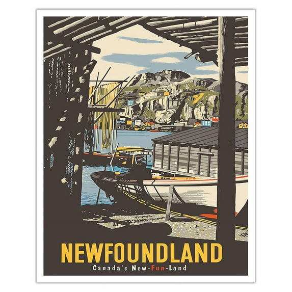 Newfoundland - Canada’s New Fun Land - Vintage Travel Poster c.1949 - Fine Art Matte Paper Print (Unframed) 16x20in
