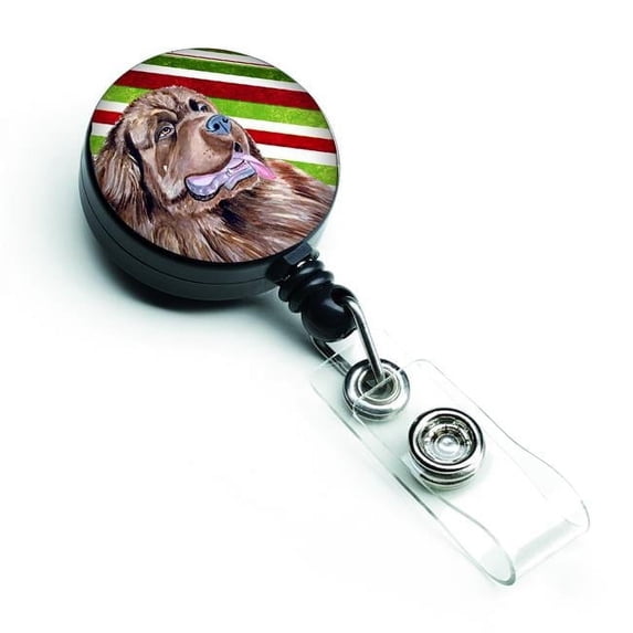 Newfoundland Candy Cane Holiday Christmas Retractable Badge Reel