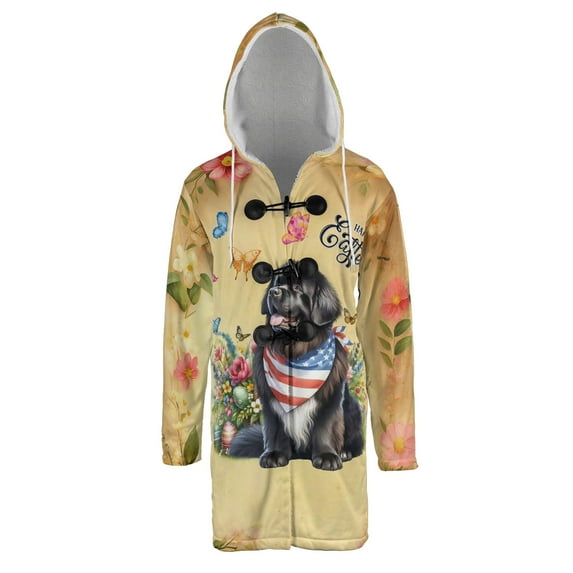 Newfoundland Celebrates Spring and Enjoys a Happy Easter All Over Print 3D Hooded Duffle Toggle Coat Newfie Dog Lover Gifts - 02001