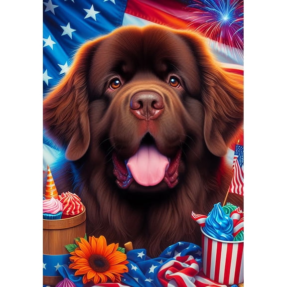 Newfoundland Chocolate -  Best of Breed DCR Patriotic I House Flag