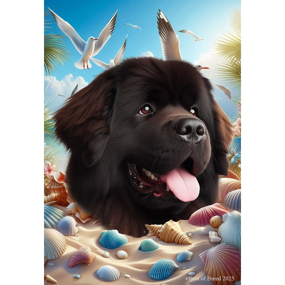 Newfoundland Chocolate - Best of Breed Summer Beach Outdoor Garden Flag 12" x 17" Mailbox Flag Dog Flag