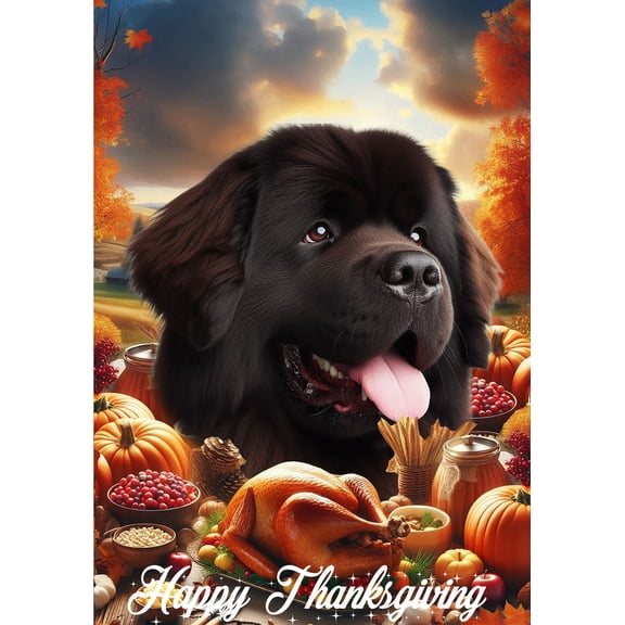 Newfoundland Chocolate - Best of Breed Thanksgiving Outdoor House Flag 28" x 40" Mailbox Flag Dog Flag