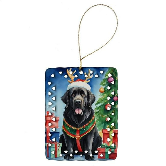 Newfoundland Christmas Reindeer Porcelain Ornament