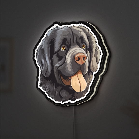 Newfoundland Dog 3D Novelty Light Box, Gentle Giant Puppy Lamp Decor for Pet Lovers and Big Dog Breed Gift Rooms (Width 20 inch, 50cm)