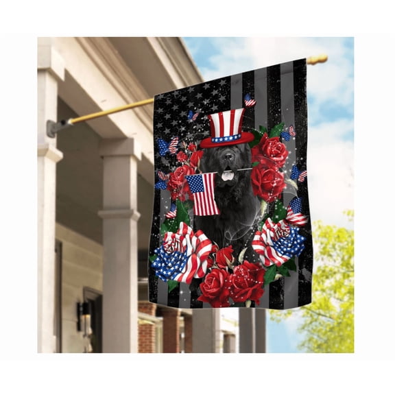 Newfoundland Dog America 4Th July Flag, Newfoundland Dog Independence Day Flag 12x18 POLE NOT INCLUDED Garden Flag