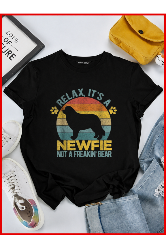 Newfoundland Dog Newfie Breed Vintage Sunset Aesthetic Pet Gift Unisex T-Shirt, S-5XL