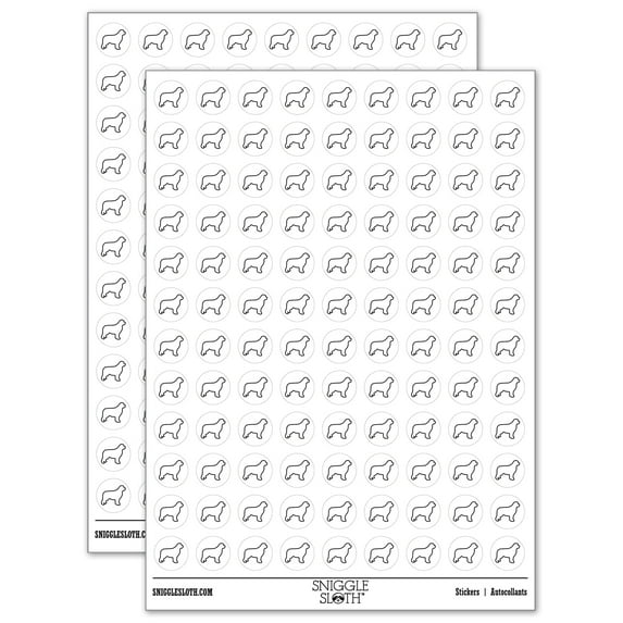 Newfoundland Dog Outline 200+ Round Stickers - White - Gloss Finish - 0.50" Size