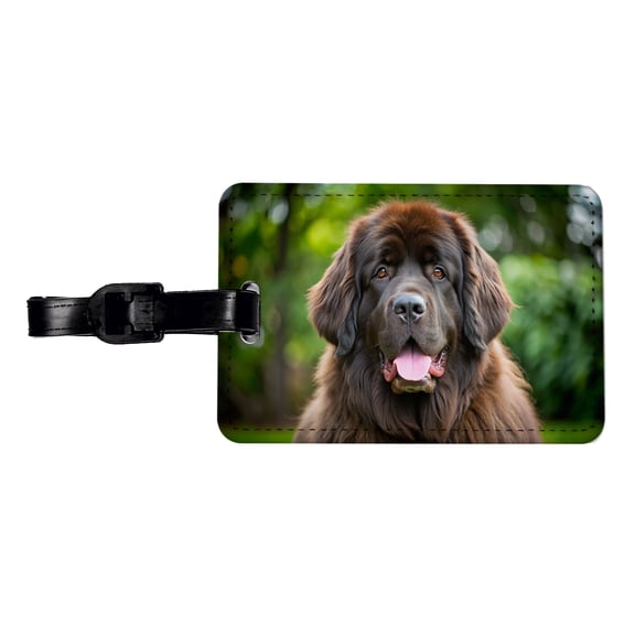 Newfoundland Dog Photo Faux Leather Travel Luggage Tag