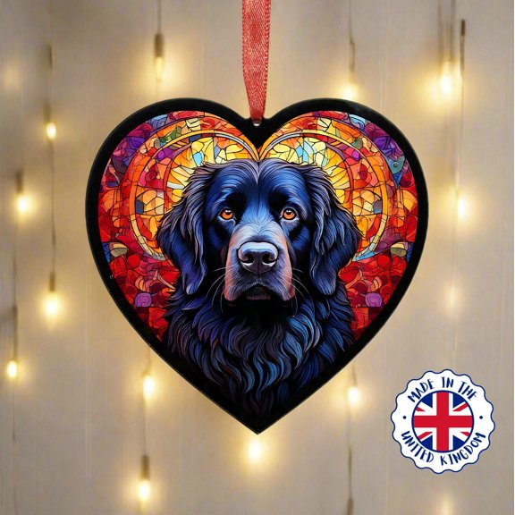 Newfoundland Effect Heart Acrylic Suncatcher Window Hanging Home Decor