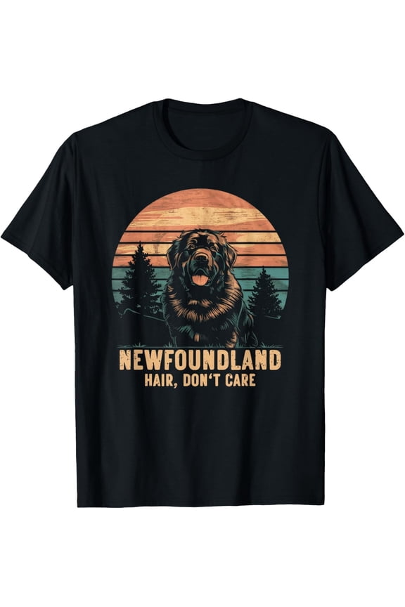 Newfoundland Hair Don't Care Retro Vintage Newfie Owner Gift Unisex T-Shirt