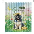 thumbnail image 1 of Newfoundland Hello Spring Time Flower Floral Nature Shower Curtain Newfie Dog Lover Gifts Waterproof Bathroom Bathtub Curtain - 02031, 1 of 5