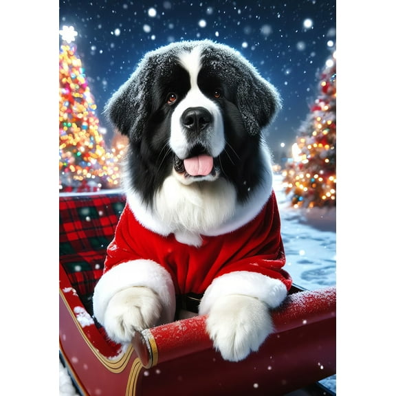 Newfoundland Landseer - Best of Breed DCR Christmas House Flag 28" x 40"